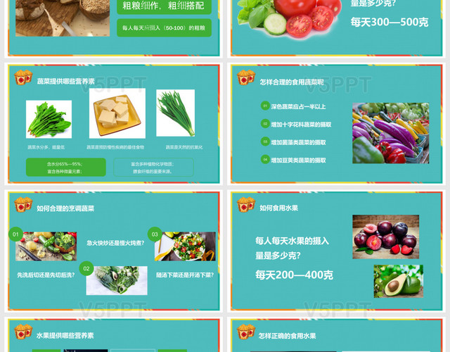 简洁清新营养师培训中国居民膳食指南PPT模板