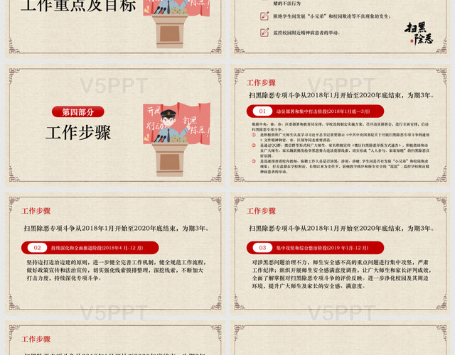 中国风扫黑除恶校园扫黑除恶专项斗争工作实施方案PPT模板
