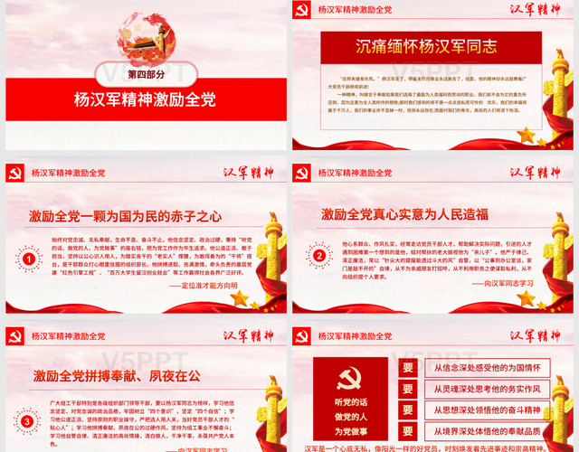党政党课党建全国优秀组织干部向杨汉军同志学习PPT模板