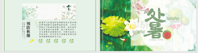 绿色清新中国传统节气二十四节气之处暑节气PPT