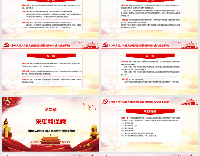 红色党建党课党政中华人民共和国人类遗传资源管理条例PPT模板