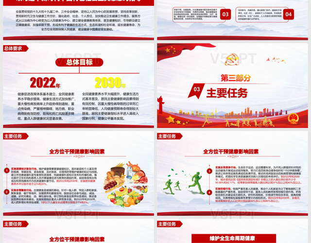 党建党政党课健康中国2030规划纲要PPT模板