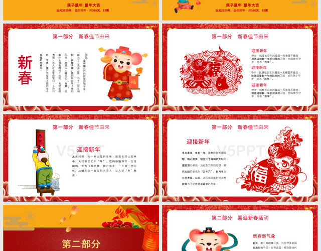 红色简约新年庆典传说新春春节班会PPT模板