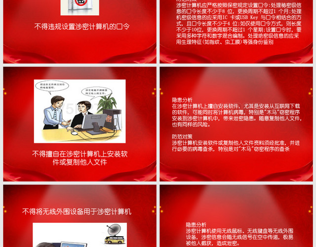 红色中国红大气风中国风保密教育培训PPT