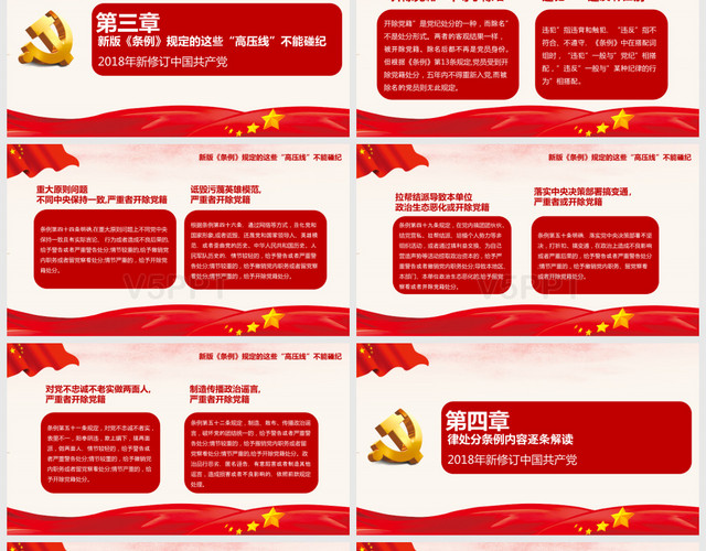 红色中国共产党最新修订纪律处分条例宣讲PPT模板