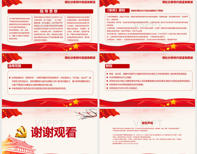 红色中国共产党最新修订纪律处分条例宣讲PPT模板