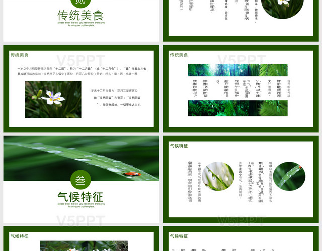 绿色古典立春传统节日PPT模板