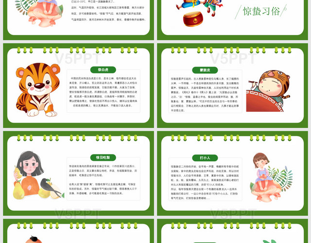 绿色中国传统习俗二十四节气惊蛰PPT