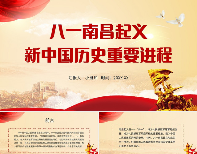 红色八一南昌起义新中国历史重要进程PPT模板