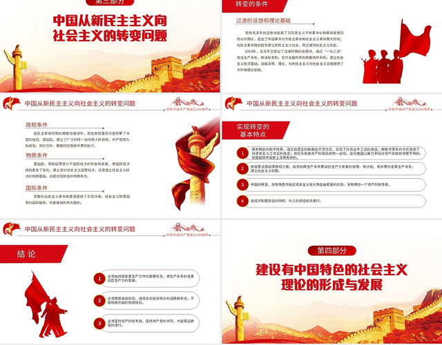 红色党政社会主义革命和建设时期PPT模板