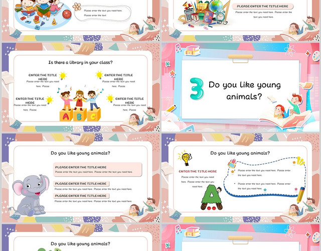 彩色卡通幼儿园说课英语儿童教育通用PPT模板