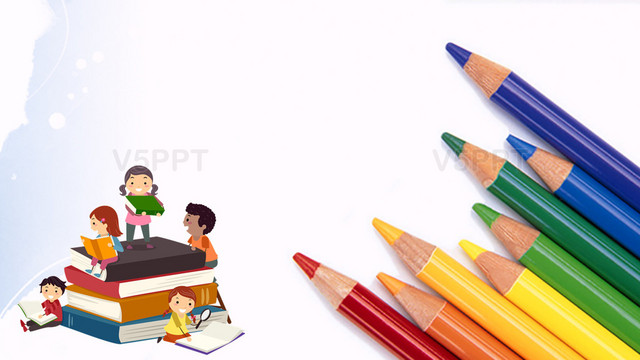 卡通儿童彩色铅笔一套ppt背景图片